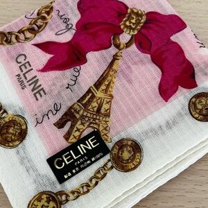 Vintage Celine Paris Arc-de-Triomphe Medallion Era Cotton Voile Scarf BNWT 1970s